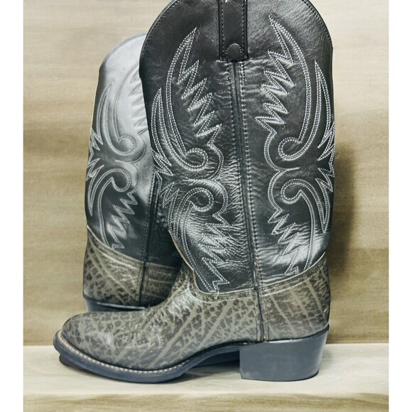 Vtg Heritage West HH Cowboy Boots Mens Black Leather  Sz 7 1/2 EE West. Stitched - Picture 2 of 8